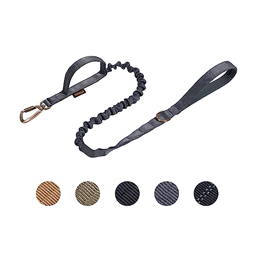 EXCELLENT ELITE SPANKER Hundeleinen Military Leash Dog Tactical Bungee Dog Leash Tactical Dog Leash Elastic Dog Rope Leads with 2 Control Handle(Grau) von EXCELLENT ELITE SPANKER