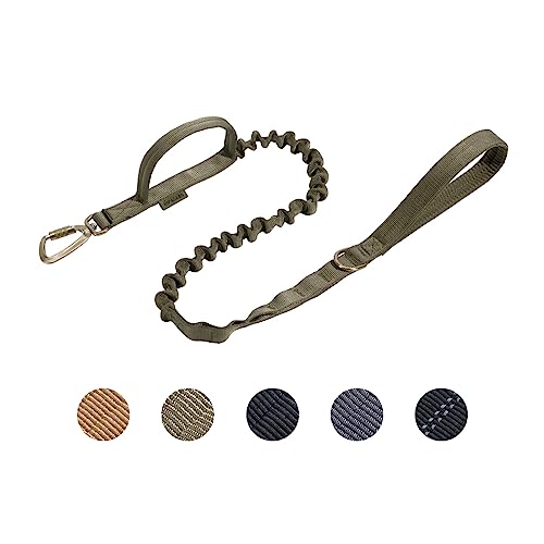 EXCELLENT ELITE SPANKER Hundeleinen Military Leash Dog Tactical Bungee Dog Leash Tactical Dog Leash Elastic Dog Rope Leads with 2 Control Handle(Olivgrün) von EXCELLENT ELITE SPANKER
