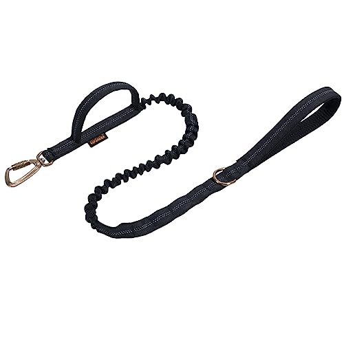 EXCELLENT ELITE SPANKER Hundeleinen Military Leash Dog Tactical Bungee Dog Leash Tactical Dog Leash Elastic Dog Rope Leads with 2 Control Handle(Schwarz Linie/Reflektierend) von EXCELLENT ELITE SPANKER