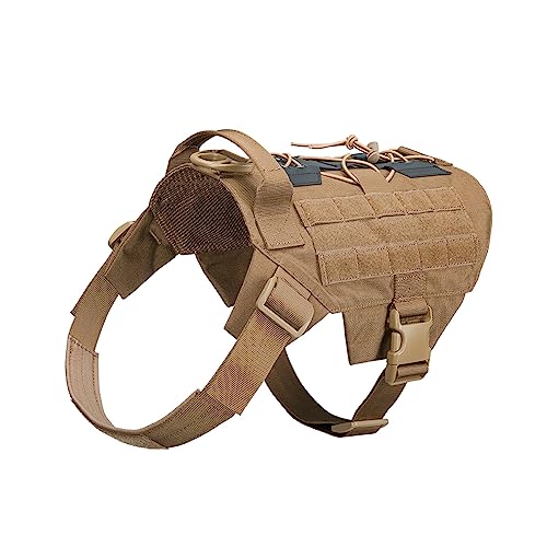 EXCELLENT ELITE SPANKER Hundeweste Taktisches Hundegeschirr Molle für Kleine Mittlere Große Hunde Militärische Atmungsaktiv No Pull Hundegeschirr Für Hundegeschirr Kleine Hunde(Braun-S) von EXCELLENT ELITE SPANKER