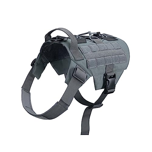 EXCELLENT ELITE SPANKER Hundeweste Taktisches Hundegeschirr Molle für Kleine Mittlere Große Hunde Militärische Atmungsaktiv No Pull Hundegeschirr Für Hundegeschirr Kleine Hunde(Grau-S) von EXCELLENT ELITE SPANKER