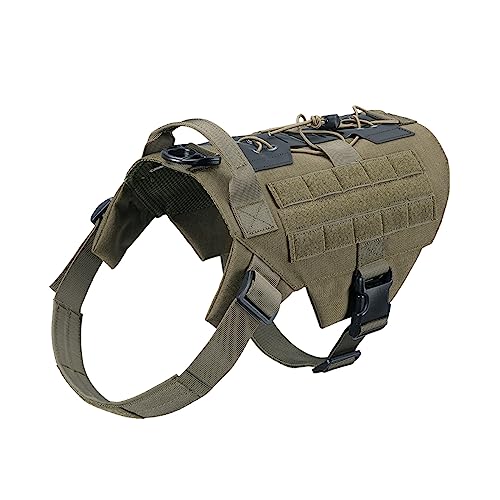 EXCELLENT ELITE SPANKER Hundeweste Taktisches Hundegeschirr Molle für Kleine Mittlere Große Hunde Militärische Atmungsaktiv No Pull Hundegeschirr Für Hundegeschirr Kleine Hunde(Olivgrün-M) von EXCELLENT ELITE SPANKER
