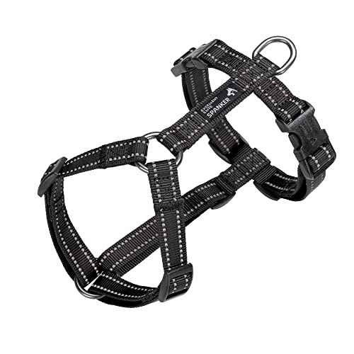 EXCELLENT ELITE SPANKER Kein Zug Hundegeschirr reflektierende Nylon Weste L-förmig einstellbar einfaches Haustier Geschirr für kleine mittlere große Rassen Hunde Walking Training(BLK-XL) von EXCELLENT ELITE SPANKER