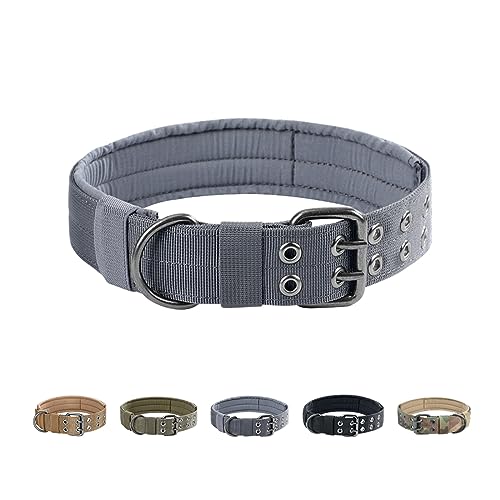 EXCELLENT ELITE SPANKER Militär-Hundehalsband Taktisch Mit D-Ring Verstellbar Für Mittelgroße und Große Hunde (Grau-M) von EXCELLENT ELITE SPANKER