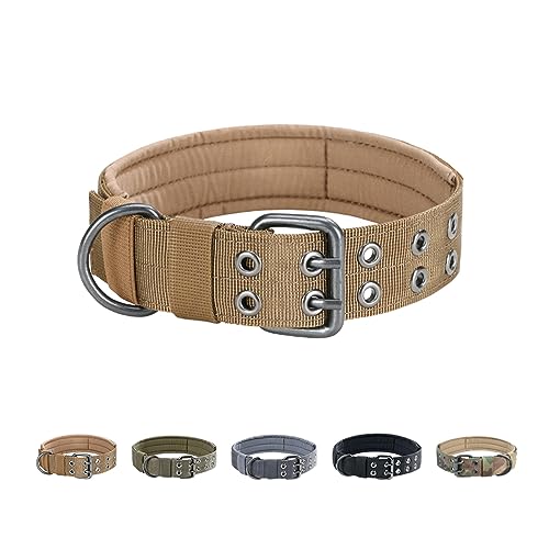 EXCELLENT ELITE SPANKER Militär-Hundehalsband Taktisches Hundehalsband Mit D-Ring Verstellbares Hundehalsband Für Mittelgroße und Große Hunde(Braun-M) von EXCELLENT ELITE SPANKER