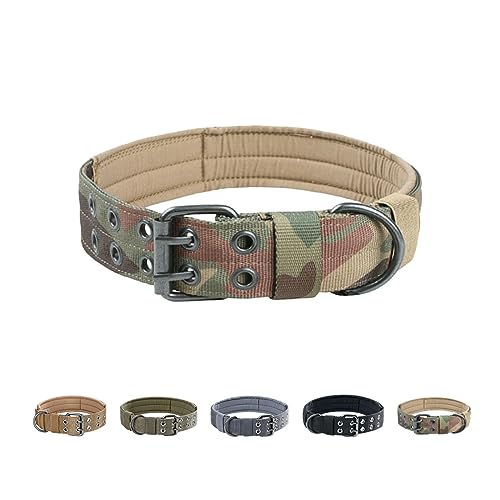 EXCELLENT ELITE SPANKER Militär-Hundehalsband Taktisches Hundehalsband Mit D-Ring Verstellbares Hundehalsband Für Mittelgroße und Große Hunde(Camouflage-XL) von EXCELLENT ELITE SPANKER
