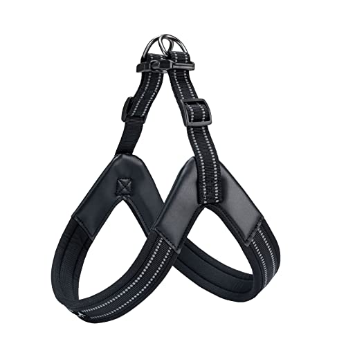 EXCELLENT ELITE SPANKER No Pull Hundegeschirr, reflektierend, Nylon, V-förmig, weich gepolstert, verstellbar, einfach zu tragen, für mittelgroße und große Rassen, Hunde, Schwarz, Lila (Schwarz-XL) von EXCELLENT ELITE SPANKER