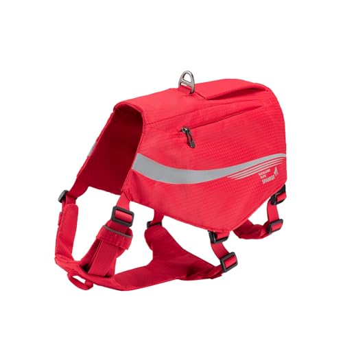 EXCELLENT ELITE SPANKER Nylon Hund Rucksack mit Griff, Taschen mit Reißverschluss & No Pull D-Ringe, leichte Wanderausrüstung für Hunde Jagd Camping Reisen（RED） von EXCELLENT ELITE SPANKER