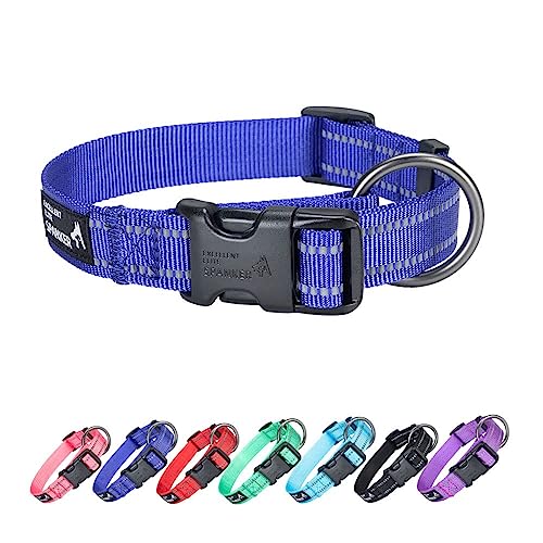 EXCELLENT ELITE SPANKER Nylon Hundehalsband,Verstellbares Reflektierendes Hundehalsband,Hundehalsband Kleine Hunde für Training, Laufen(BLU,M) von EXCELLENT ELITE SPANKER