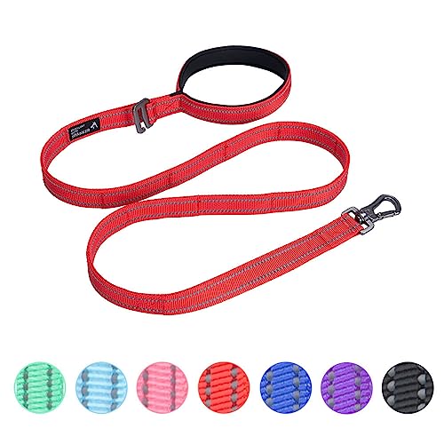EXCELLENT ELITE SPANKER Reflektierende Nylon Hundeleine Gepolsterter Griff 5 FT Hundeleinen mit Schnellverschluss für mittlere & große Hunde（Rot） von EXCELLENT ELITE SPANKER