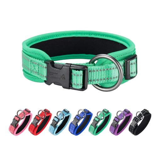 EXCELLENT ELITE SPANKER Premium Hundehalsband Ultra Comfort gepolstertes Hundehalsband mit Schnellverschluss Super einstellbar für alle Rassen(GRN-M) von EXCELLENT ELITE SPANKER