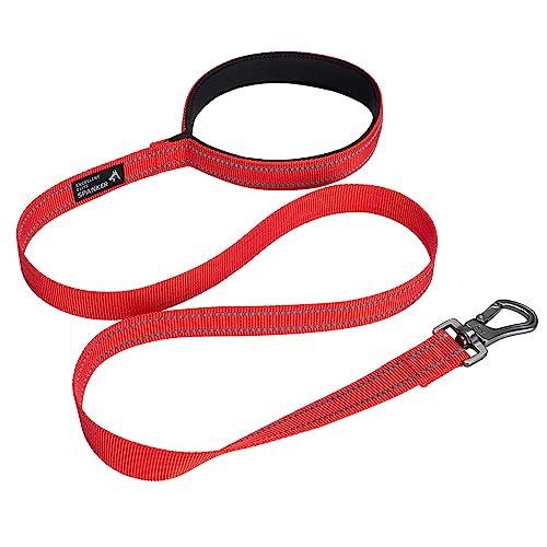 EXCELLENT ELITE SPANKER Starke strapazierfähige Nylon Hundetrainingsleine 4 Fuß lang 1" breit mit bequemem gepolstertem Griff für kleine und mittlere Hunde(Red) von EXCELLENT ELITE SPANKER