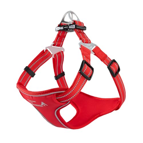 EXCELLENT ELITE SPANKER Reflektierende Nylon Hundeweste Geschirr Eva gepolstert Keine Pull-Weste einstellbar mit Namensschild-Front-Clip Service Hundegeschirr für kleine mittlere große Hunde(RED-M) von EXCELLENT ELITE SPANKER
