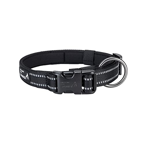 EXCELLENT ELITE SPANKER Reflektierendes Hundehalsband mit Sicherheitsverschluss, verstellbare Nylonhalsbänder für kleine, mittlere und große Hunde (S, BLK) von EXCELLENT ELITE SPANKER
