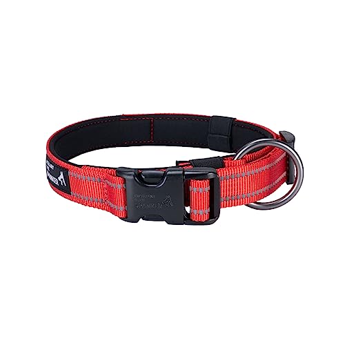 EXCELLENT ELITE SPANKER Reflektierendes Hundehalsband mit Sicherheitsverschluss, verstellbare Nylonhalsbänder für kleine, mittelgroße und große Hunde (L, ROT) von EXCELLENT ELITE SPANKER
