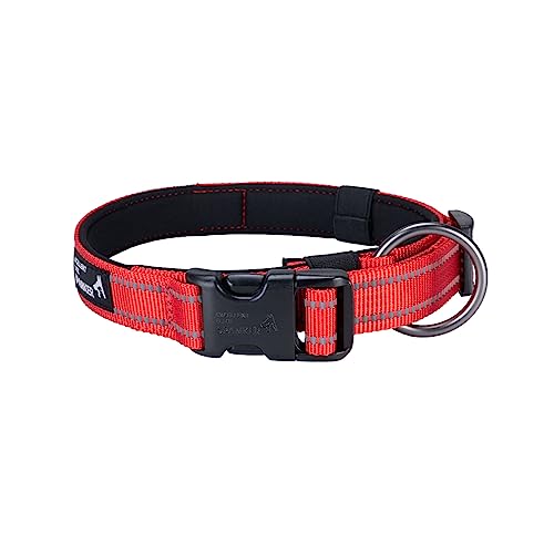 EXCELLENT ELITE SPANKER Reflektierendes Hundehalsband mit Sicherheitsverschluss, Verstellbares Nylon Hundehalsband für Kleine, Mittlere und Große Hunde(L, ROT) von EXCELLENT ELITE SPANKER