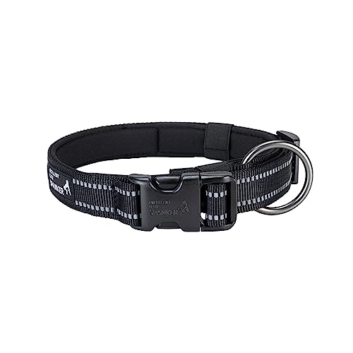 EXCELLENT ELITE SPANKER Reflektierendes Hundehalsband mit Sicherheitsverschluss, verstellbare Nylonhalsbänder für kleine, mittelgroße und große Hunde (M, BLK) von EXCELLENT ELITE SPANKER