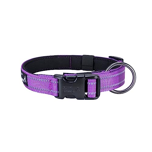 EXCELLENT ELITE SPANKER Reflektierendes klassisches weiches gepolstertes atmungsaktives Nylon einstellbares Haustierhalsband mit Schnellverschluss für Welpen kleine mittlere große Hunde(M-PUL) von EXCELLENT ELITE SPANKER
