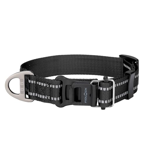 EXCELLENT ELITE SPANKER Sichere Magnetverschluss Hundehalsband Nylon einstellbare Hundehalsband mit reflektierenden Stitchin für kleine mittlere Hunde Walking Training(BLK) von EXCELLENT ELITE SPANKER