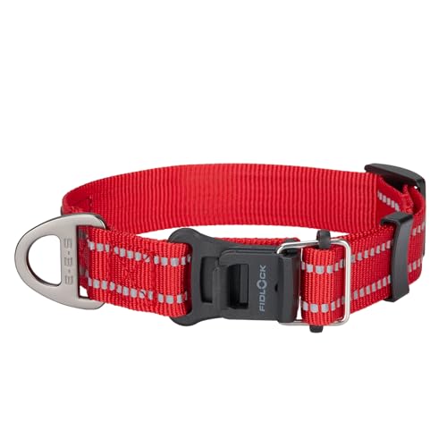 EXCELLENT ELITE SPANKER Sichere Magnetverschluss Hundehalsband Nylon einstellbare Hundehalsband mit reflektierenden Stitchin für kleine mittlere Hunde Walking Training(RED) von EXCELLENT ELITE SPANKER