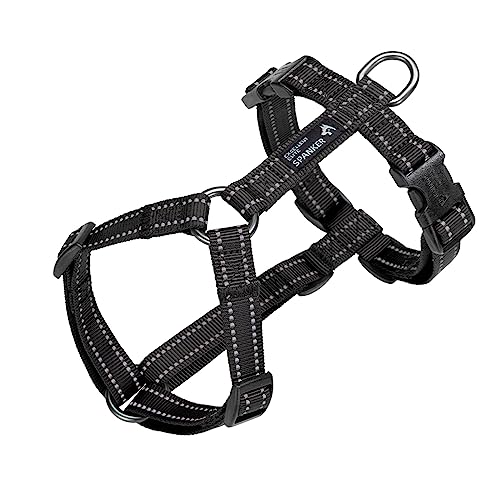 EXCELLENT ELITE SPANKER Kein Zug Hundegeschirr reflektierende Nylon Weste L-förmig einstellbar einfaches Haustier Geschirr für kleine mittlere große Rassen Hunde Walking Training(BLK-S) von EXCELLENT ELITE SPANKER