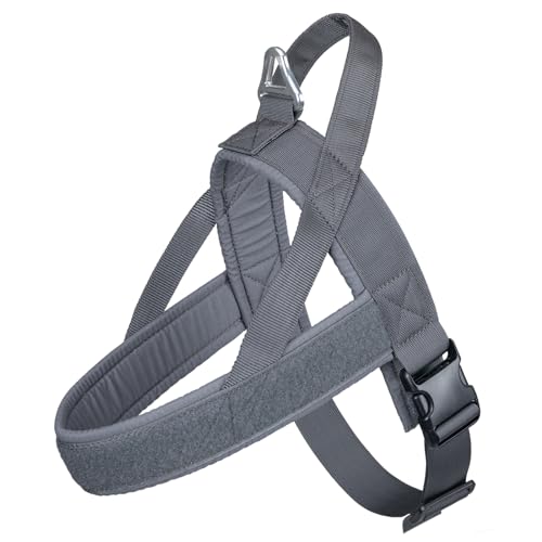 EXCELLENT ELITE SPANKER Taktisch Hund Geschirr Weste Einstellbar Nylon Haustier Hund Geschirr zum Klein Mittel Groß Hunde(Grau-XS) von EXCELLENT ELITE SPANKER