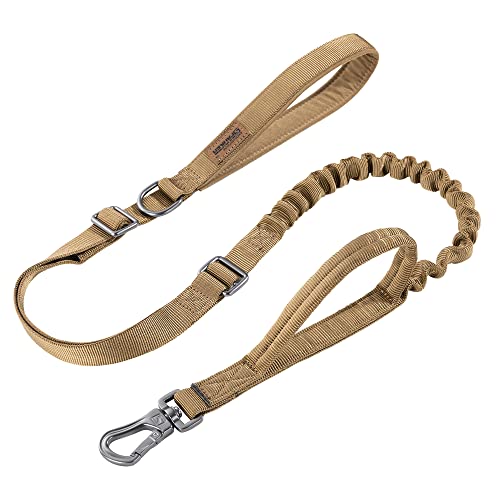 EXCELLENT ELITE SPANKER Taktische Bungee Hundeleine Hundeleine Taktisch Militärisch verstellbare Polizei Hund Leine Elastisches Leinenseil mit 2 Griffen(Braun) von EXCELLENT ELITE SPANKER