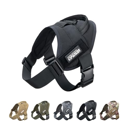 EXCELLENT ELITE SPANKER Taktische Hundeweste Ausbildung Hundegeschirr Militär Bedienung Verstellbares Hundegeschirr aus Nylon mit Griff(Schwarz-S) von EXCELLENT ELITE SPANKER