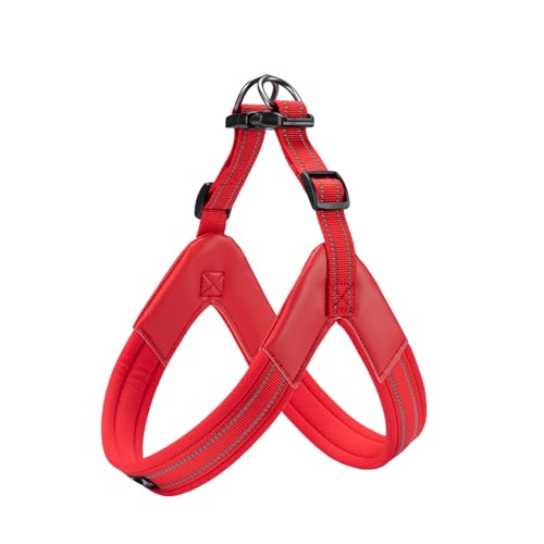 EXCELLENT ELITE SPANKER No Pull Hundegeschirr Step-in einstellbare reflektierende Weste weich gepolstert leicht Haustier Brustgurt mit Leine Clips für kleine mittlere große Hunde(XL-ROT) von EXCELLENT ELITE SPANKER