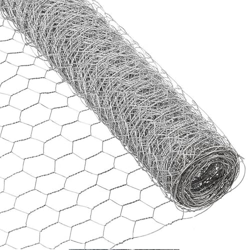 Sechseckdraht, Länge 10m, Höhe 50cm, Maschenweite 25mm, Farbe verzinkt für Hühner Gehege oder Hasenstall oder Bastelarbeiten von EXCOLO