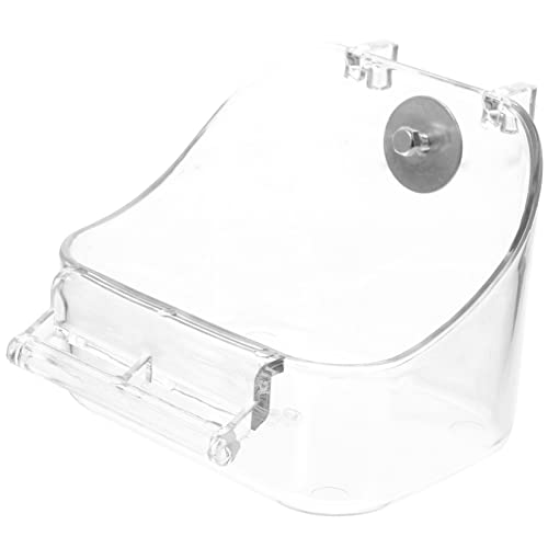 EXHUMKY 1 Satz Hängendes Vogelbad mit Futternapf Praktische Vogel Dusche für Wellensittiche und Papageien aus Langlebigem Material zur Stressreduktion und Transparentes Design von EXHUMKY