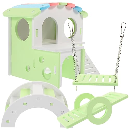 EXHUMKY 1 Satz Hamsterspielzeugnest Verstecken Klein Hamster -spielstall Nagetier Stressspielzeug Für Hamster Loch Form Hamsterröhren Und Tunnel Hamsterbrücke Spielzeughamster PVC Hellgrün von EXHUMKY