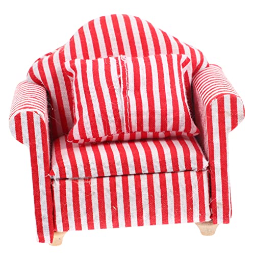 EXHUMKY 1 Satz Mini Sofa für Kleintiere Roter und Weißer Gestreifter Hamster und Chinchilla Spielplatz Tragbares Nest für Spiel und im Käfig aus Hochwertiger Leicht und Langlebig von EXHUMKY