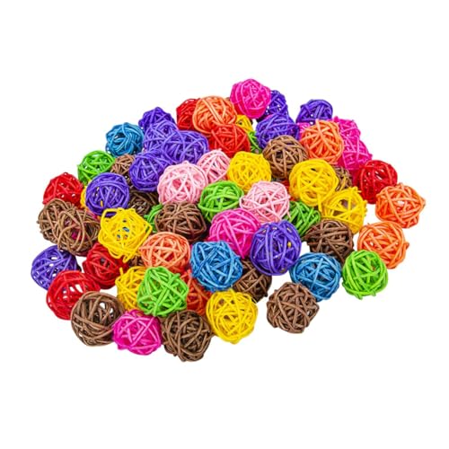 EXHUMKY 150stücke Rattankugeln Für Vögel Multifunktionales -Spielzeug Für Papageien Wellensittiche Und Nymphensittiche Sicheres Kauspielzeug Aus Naturmaterialien Farbenfrohe Dekoration von EXHUMKY