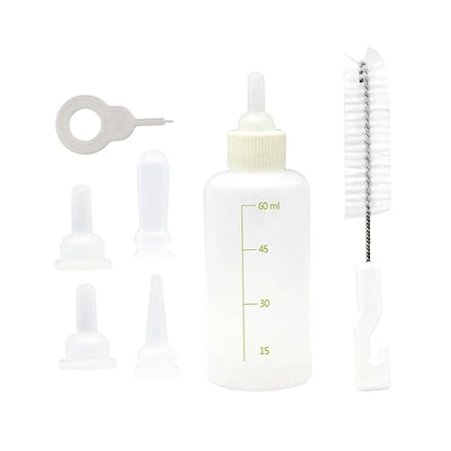 EXHUMKY 1Satz Katzenfütterungsflasche Teiliges Haustierpflegezubehör für Neugeborene Kätzchen und Welpen Wiederverwendbare zu Reinigende Trinkflasche mit Zubehör von EXHUMKY