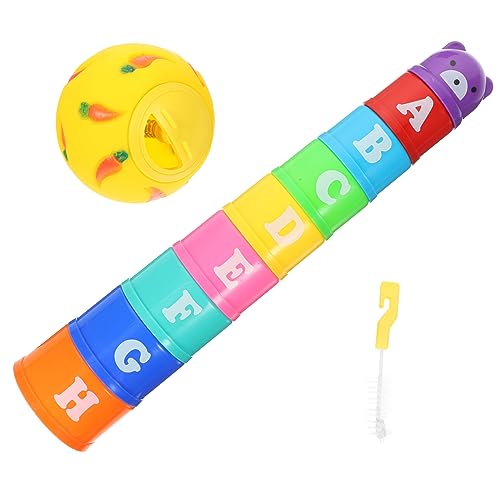 EXHUMKY Stapelbecher Für Kaninchen Mit Hasenmotiv Kunststoff Spielzeug Für Kleintiere Sicher Und Langlebig Beschäftigungsspielzeug Für Hasen von EXHUMKY