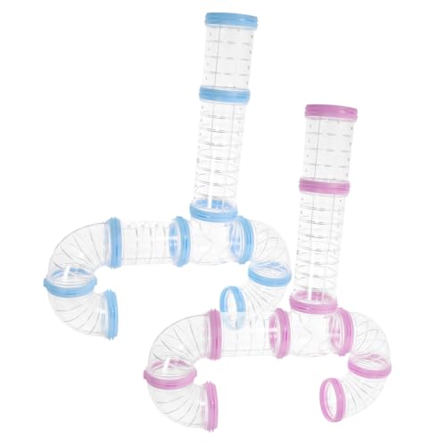 EXHUMKY 2 Sätze DIY Röhren für Hamsterkäfige Flexible Tunnelverbinder für Kleine Haustiere für Hamster Meerschweinchen und Blau von EXHUMKY