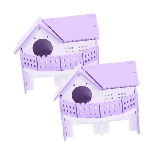 EXHUMKY 2st Hamster Doppel Villa Meerschweinchenkäfig Schildkrötenhaus Hamsterspielzeug Haustiergehege Hühnerstall Zubehör Für Meerschweinchen Hamsterkäfig Rattenfalle Wurf Nest PVC von EXHUMKY