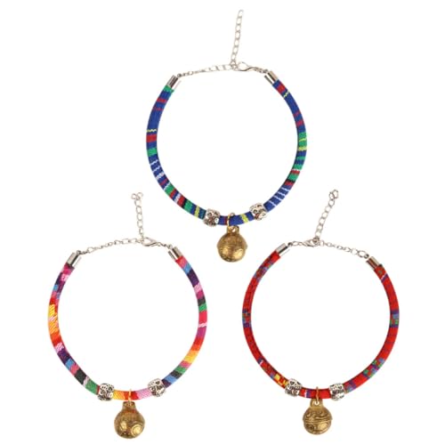 EXHUMKY Haustierhalsband Mit Katzenhalskette 3-teilig Glöckchenhalsbänder Im Ethnischen Stil Bequemes Baumwollseil Für Katzen EXHUMKY Haustierhalsband Mit Katzenhalskette 3-teilig Glöckchenhalsbänder Im Ethnischen Stil Bequemes Baumwollseil Für Katzen von EXHUMKY