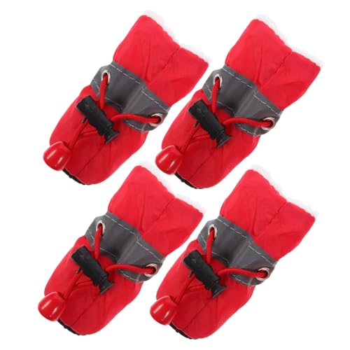 EXHUMKY 4 Stück Haustierschuhe Für Regen Welpenschuhe rutschfeste Hundeschuhe Praktische Hundestiefel Welpenstiefel Hundeschuhe Mit Kordelzug Bequeme Hundeschuhe Schützende Hundeschuhe von EXHUMKY