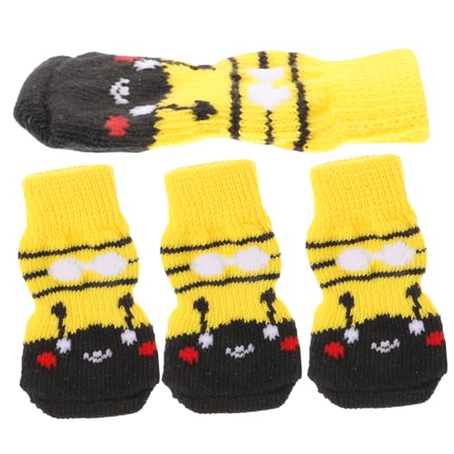 EXHUMKY 4stücke Hundesocken Für Kleine Hunde rutschfeste Baumwollsocken Mit Niedlichem Cartoon-Design Pfotenschützend Für Drinnen Und Draußen Für Gemütliche Und Partys s von EXHUMKY