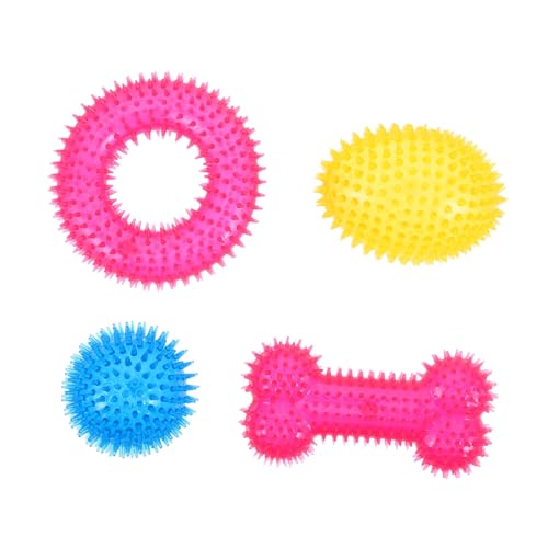 EXHUMKY 4 Stück Teiliges Hundespielzeug Elastische Spitze Bälle mit Quietscher Langlebig für Mittel Große Hunde Rugby Form für Interaktives Zahnreinigung und Beißvergnügen EXHUMKY 4 Stück Teiliges Hundespielzeug Elastische Spitze Bälle mit Quietscher Langlebig für Mittel Große Hunde Rugby Form für Interaktives Zahnreinigung und Beißvergnügen von EXHUMKY