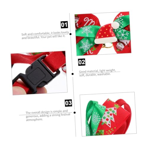 EXHUMKY 4 Stück Teiliges Verstellbares Buntes Weihnachts Hundehalsband mit Glocke Festliches Haustier Kostüm für Welpen Leichte Langlebige Halskette für Festliche Dekoration von EXHUMKY