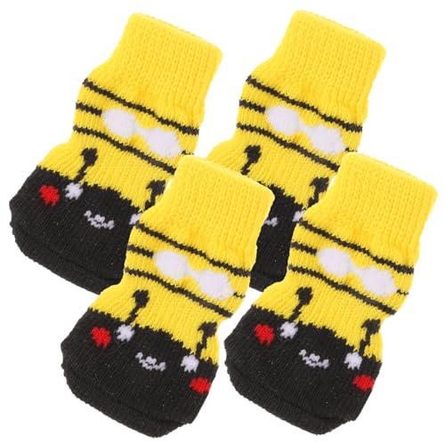 EXHUMKY 4stücke rutschfeste Hundesocken Weiche Baumwollsocken Für Kleine Hunde Pfotenschutz Für Winter rutschfest Bequem Und Warm Für Drinnen Und Draußen s von EXHUMKY