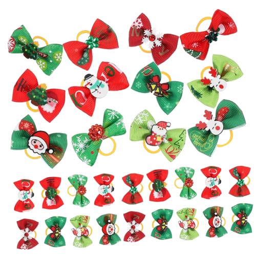 EXHUMKY Weihnachtliche Schleifen Für Hundehaare 50 Stück Stoff Elastisches Band Stilvolles Hundezubehör Bequem Für Ihr Haustier Zufälliger Stil von EXHUMKY