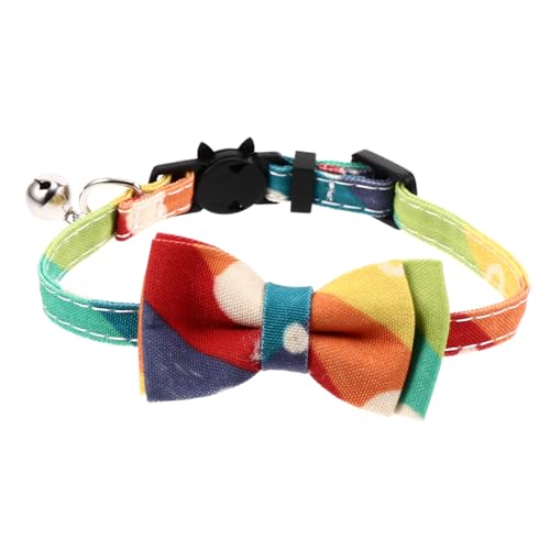 EXHUMKY Katzenhalsband mit Fliege Verstellbar aus Weichem Stoff Bunt für Kätzchen und Kleine Katzen für Tägliche Nutzung und Partys von EXHUMKY