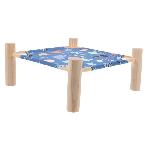 EXHUMKY Elevated Hamster Bed mit Cartoon Muster Hochwertige Hängematte für Kleintiere Atmungsaktive Holzstruktur Installieren für Hamster Meerschweinchen Chinchillas von EXHUMKY