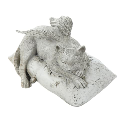 EXHUMKY Engelkatze aus Resin Gedenkfigur für Garten an Verstorbene Katzen Perfektes Grabornament für Trauernde für und Außenbereich von EXHUMKY