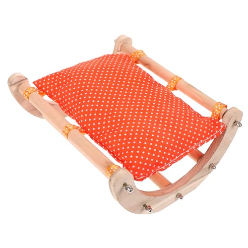 EXHUMKY Hamster Holz Wie Cradle Bett klein Meerschweinchen Nest Schweine Vlies drinnen Hamster hochbett Haustier Hamster Schlafbett Wiegenbett für Hamster warmes Hamsterheim hölzern Orange von EXHUMKY