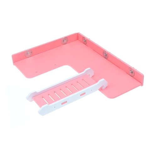 EXHUMKY Hamster Kletterleiter und Plattform aus Sicherem Material für Kleine Haustiere Wie Zwerghamster und Meerschweinchen Lustiges Klettern und Springen im Nagerkäfig Rosa von EXHUMKY
